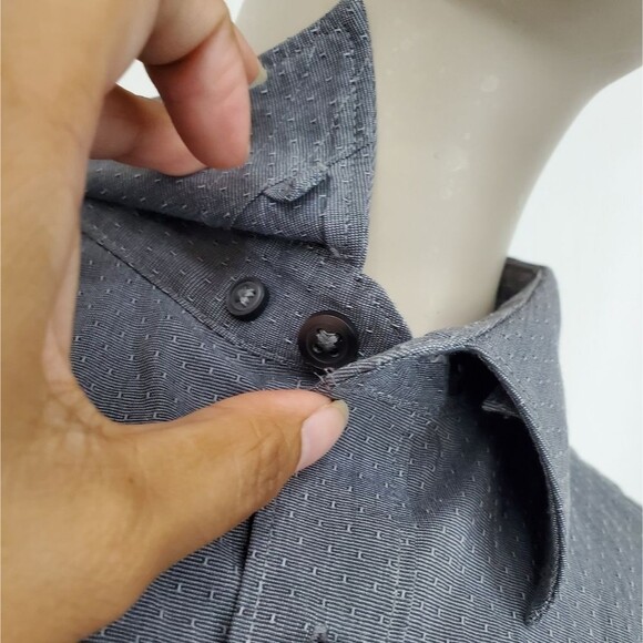 DKNY Slim Fit Stretch Gray Button Up Shirt - Picture 5 of 9
